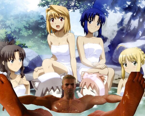 Аниме прикол Геральт в басейне с аниме девушками, Anime Hub