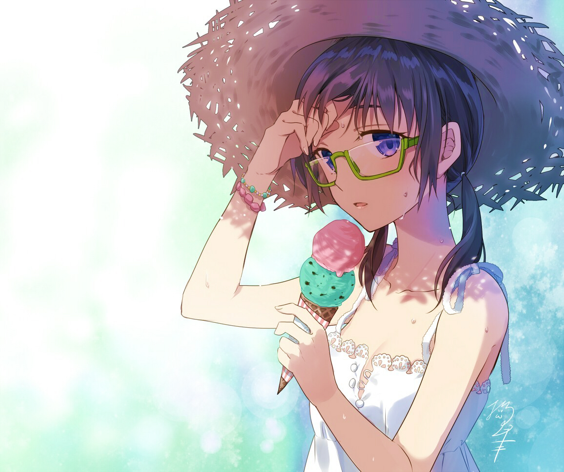 Аниме арт девушки с голубыми глазами лето, Anime Hub